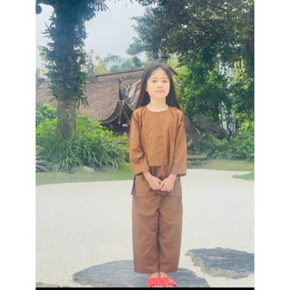 Đồ lam đi chùa bé trai bé gái vạt hò bé. hò nút bóp tay dài cổ tròn 4-40kg