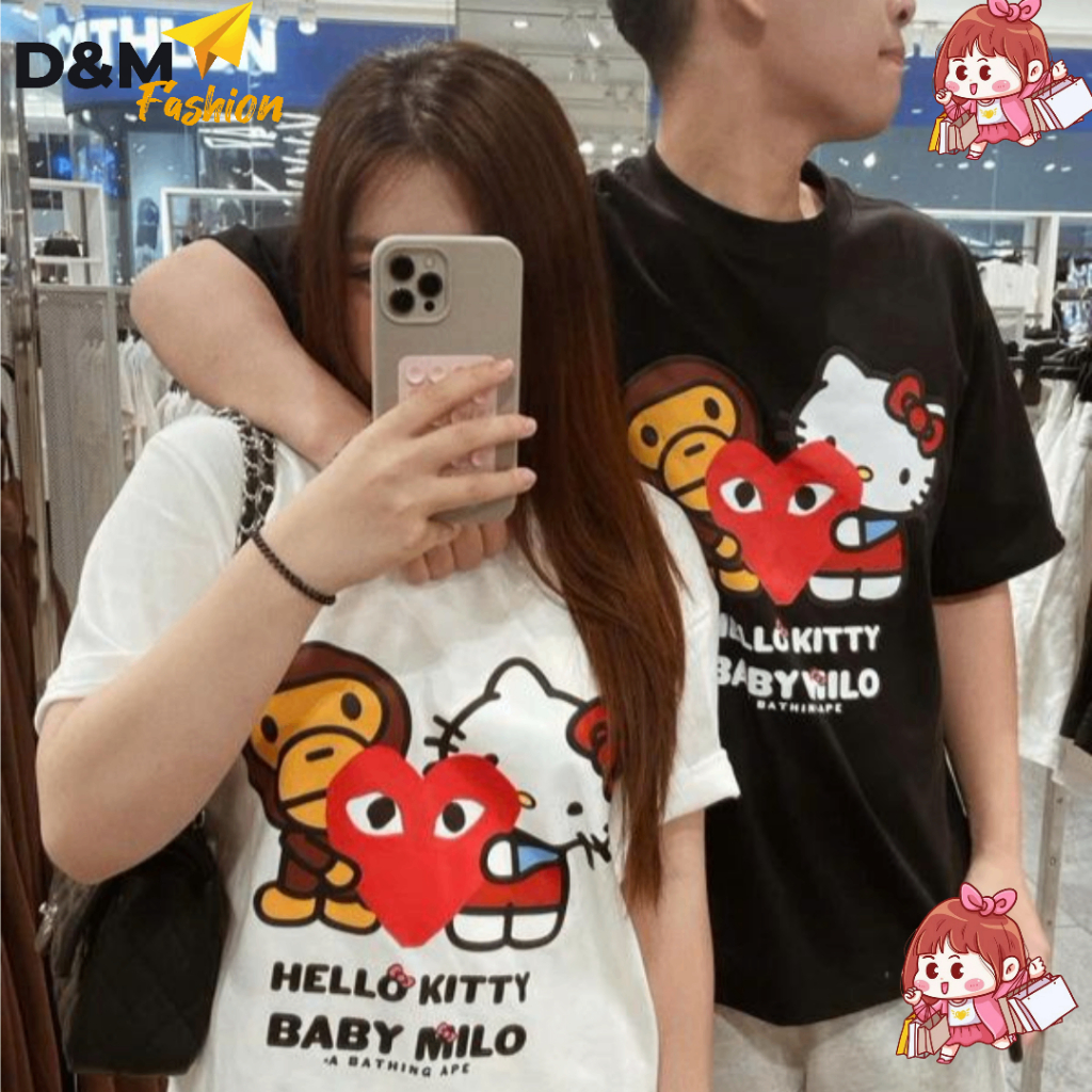 Áo Thun Bape Hello Kitty, Form rộng, Tay lỡ , Vải Cotton 100% định lượng 260gsm _AT137