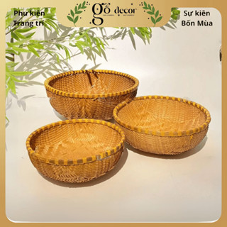 Thúng mây tre đan decor trang trí nhà cửa, nhà hàng dịp lễ Tết, đựng đồ ăn, đồ khô