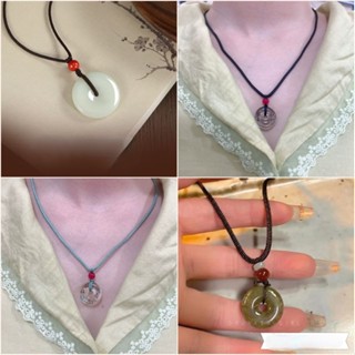 [ Hàng sẵn ][ Hỏa tốc ] Dây Chuyền Ngọc Bích Xanh Mặt Tròn Bình An, May Mắn, Chất Liệu Tự Nhiên, Phong Thủy Tốt Lành