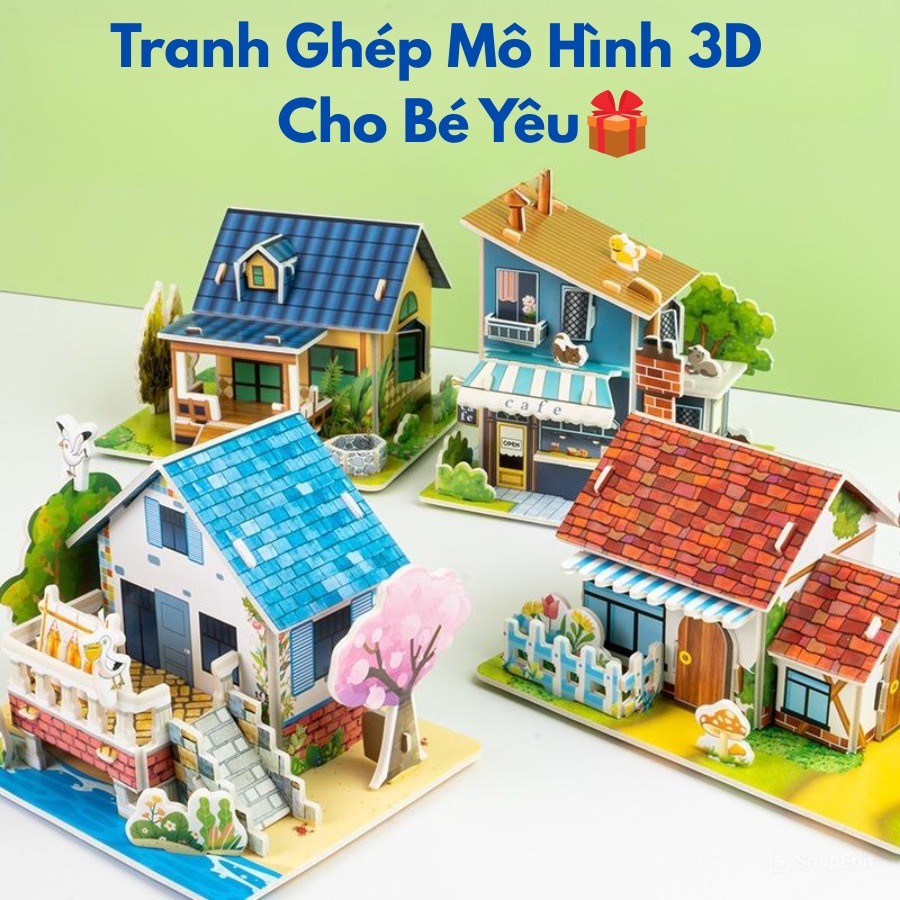 (Tặng bút chì) Tranh Ghép Mô Hình Nhà 3D ngôi nhà của bé bằng giấy xốp giúp bé phát triển tư duy, sáng tạo