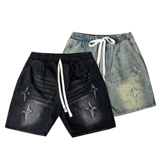 Quần Short Jean Nam Lưng Thun Họa Tiết Ngôi Sao Quần Đùi Bò Nam QSJN7E35