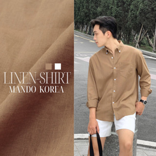 Áo Sơ Mi Linen-Shirt Cổ Button Down Form Over-sized MANDO KOREA Menswear Phong Cách Hàn Quốc - SHT049