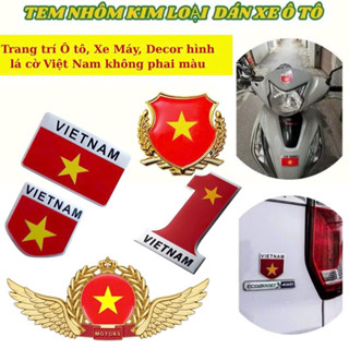 Tem Nhôm Dán Xe Hình Lá Cờ Đỏ Sao Vàng Việt Nam Dịp Quốc Khánh 2/9, Cổ Vũ Bóng Đá. Decal Huy Hiệu Trang Trí Ô Tô Xe Máy
