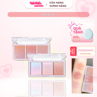 Phấn má hồng HoldLive 3 ô Secret Garden Blush HL461 Chất phấn mềm rất mịn độ bám tốt lên màu chuẩn