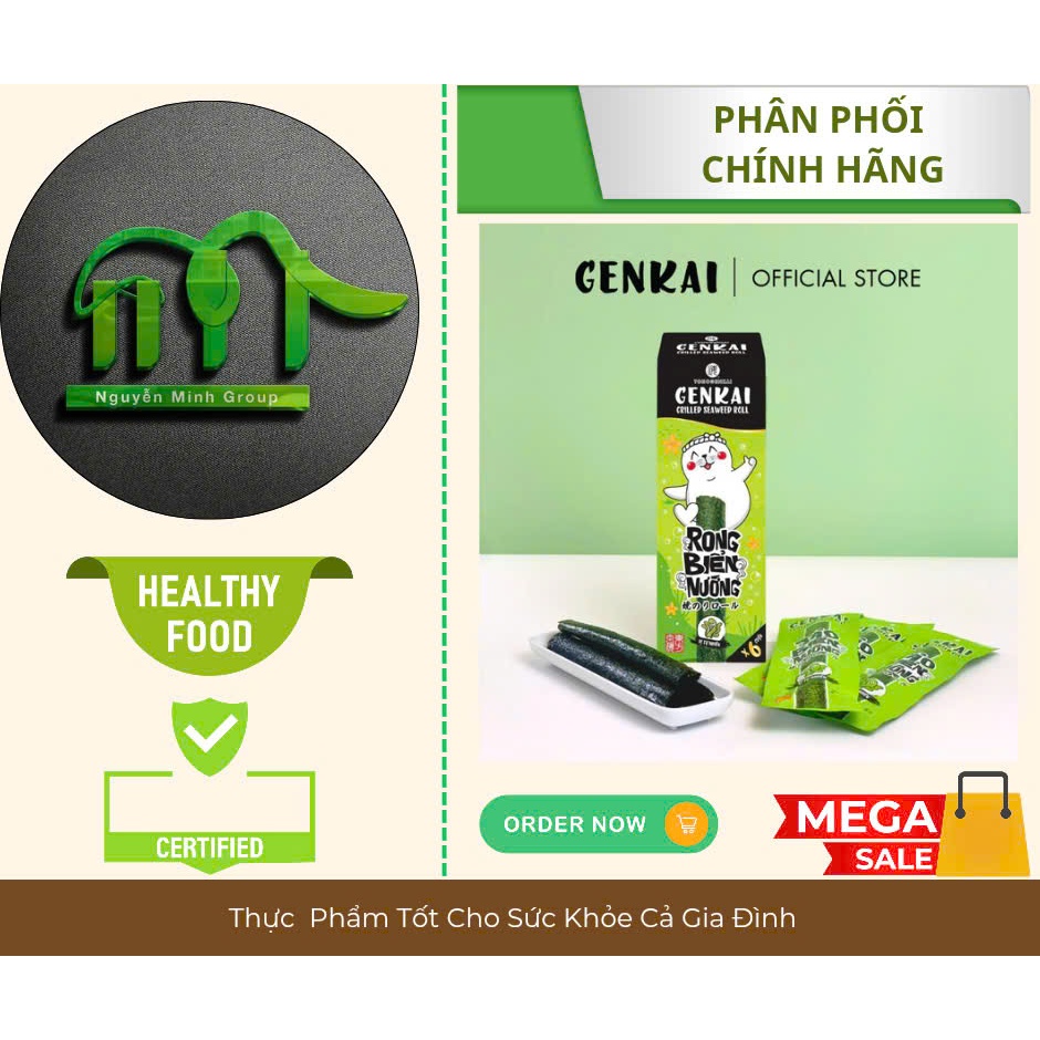 Rong Biển Nướng Vị Tự Nhiên GenKai 18g ( 3gr × 6 cuộn)