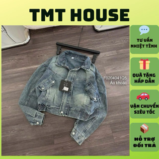  Áo khoác jean túi nắp khóa kéo áo khoác bò nữ dáng ngắn TMT HOUSE 