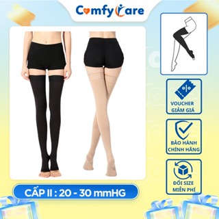 Tất Suy Giãn Tĩnh Mạch Bắp Đùi Dài Hở Ngón Chân Cấp 2- COMFYCARE - Tạo Áp Lực Hỗ Trợ Lưu Thông Máu