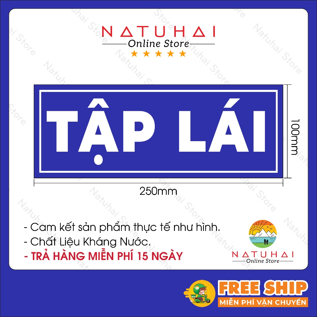 Tem dán chữ TẬP LÁI xe ô tô CHẤT LIỆU Decal PVC kháng nước, bền màu