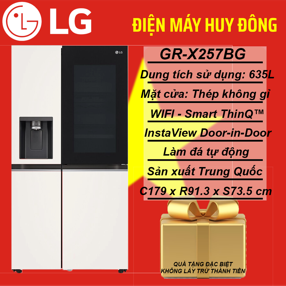 Tủ lạnh LG Inverter 635 Lít Side By Side InstaView Door-in-Door GR-X257BG
