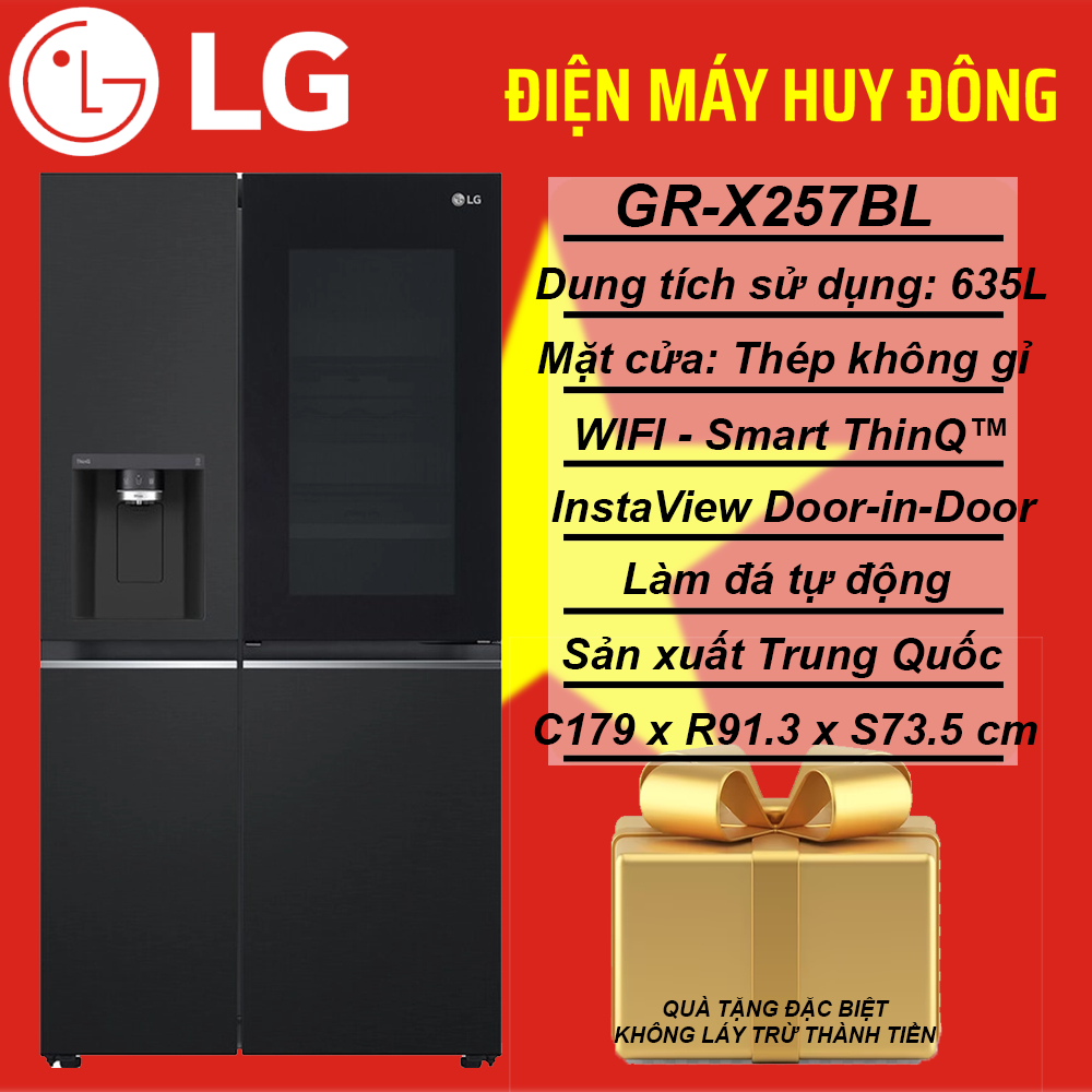 Tủ lạnh LG Inverter 635 Lít Side By Side InstaView Door-in-Door GR-X257BL