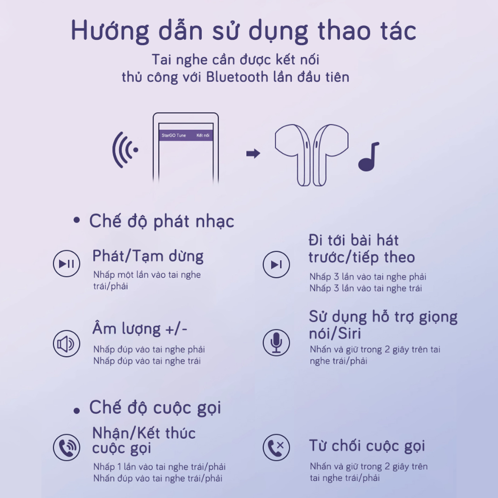 Tai nghe True Wireless StarGO Tune Bluetooth 5.4 màn loa Dynamic Driver 13mm phát nhạc Lossless | BigBuy360 - bigbuy360.vn