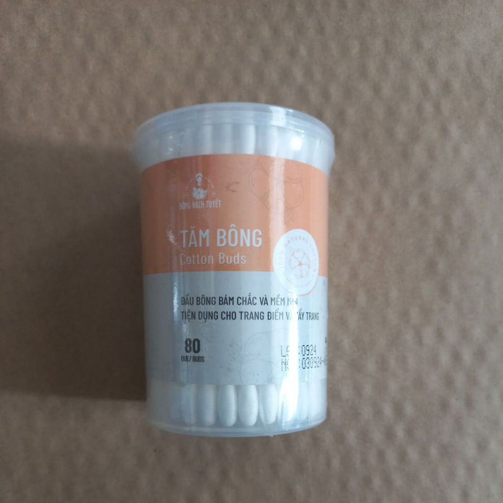 Tăm bông bạch tuyết đầu lớn - lọ 80 que
