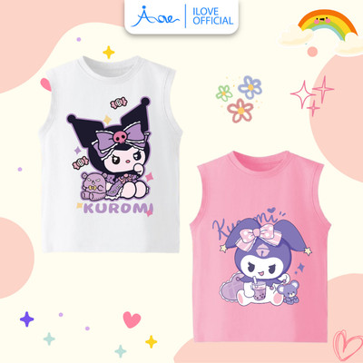 [HÀNG MỚI VỀ]Áo BA LỖ hình KUROMI đáng yêu, áo thun ba lỗ ILOVE chất COTTON mềm mịn, thoáng mát dành cho bé gái 10-32kg