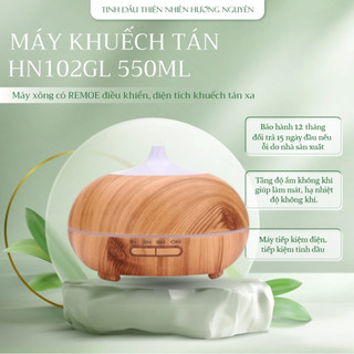 Máy xông tinh dầu, máy khuếch tán HN102GL 550ml có remote điều khiển kèm tinh dầu 10ml