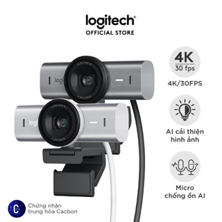 Webcam Logitech MX BRIO Ultra HD 4K - Hội họp & truyền trực tuyến, Mic kép giảm ồn, Show Mode, USB-C