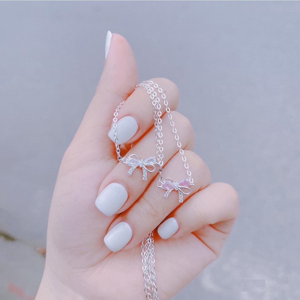 Dây chuyền nơ mới 2 màu bạc ta cho nữ