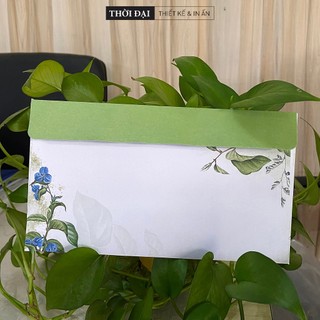 10 Bao thư ngang in Hoa lá xanh (12 x 22 cm)