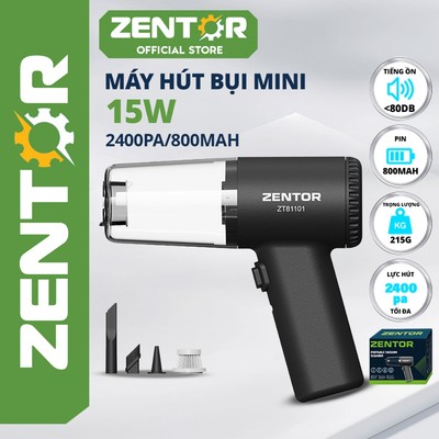 Máy hút bụi cầm tay ZENTOR mini không dây, lực hút 2400PA, công suất 15W, nhỏ gọn sạc pin tiện lợi