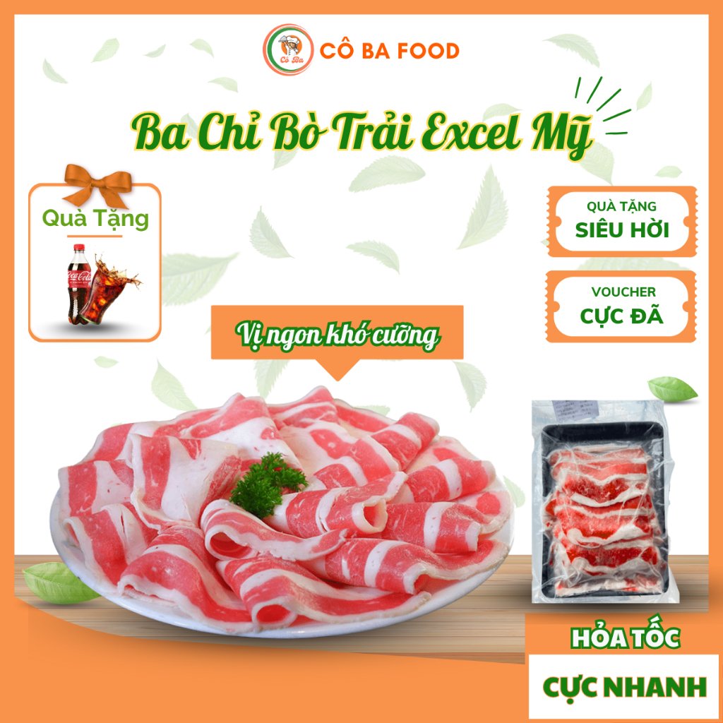 [ Siêu Tốc 1H ]  Ba Chỉ Bò Nhúng Lẩu- Bò Mỹ Excel Khay 500G