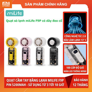 Quạt sò lạnh cầm tay miLife F9P pin 5200mAh - Dây đeo cổ gập 100 cấp độ gió