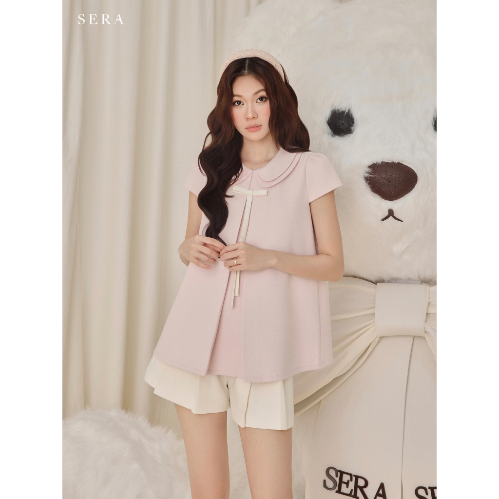 SERA - Set áo cổ sen tay hến đính nơ và quần short xếp ly Aimee | BigBuy360 - bigbuy360.vn