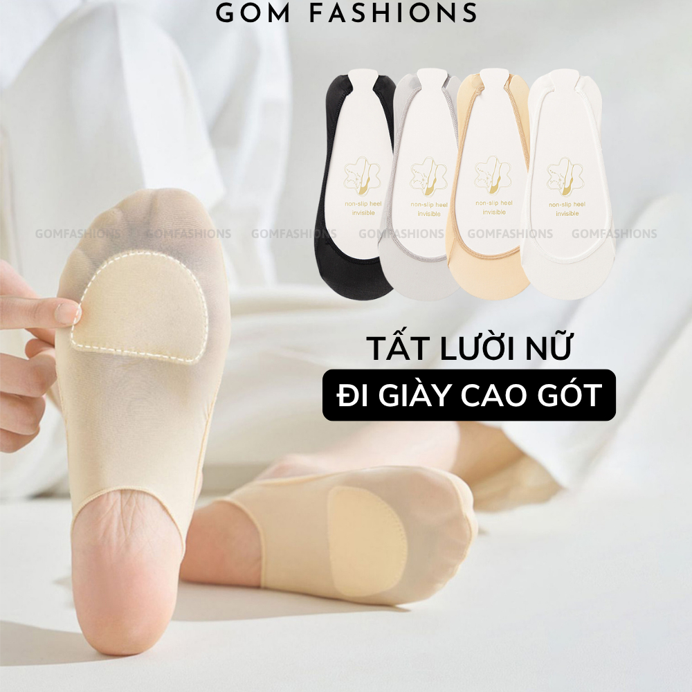 Vớ mang giày cao gót có đệm êm chân GOMTAT, tất lười mang giày búp bê kèm lót silicon chống tuột - CAOGOT-SUX-19218-1DOI