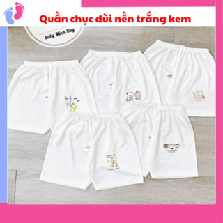 Quần chục đùi thun lạnh NỀN TRẮNG KEM họa tiết dễ thương cho bé trai bé gái 4-14kg saubabi