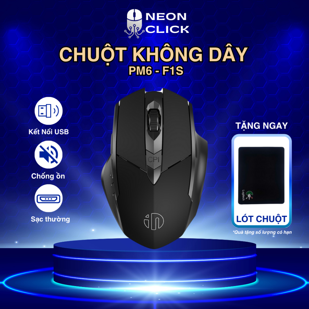 [TẶNG LÓT CHUỘT] Chuột Không Dây INPHIC PM6 F1S Gaming Pin Sạc Silent Click Chống Ồn,Chuột Văn Phòng