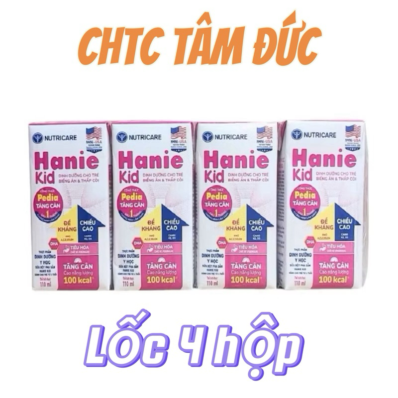 Lốc Sữa Pha Sẵn Hanie Kid 110ml - Cho Trẻ Biếng Ăn và Suy Dinh Dưỡng