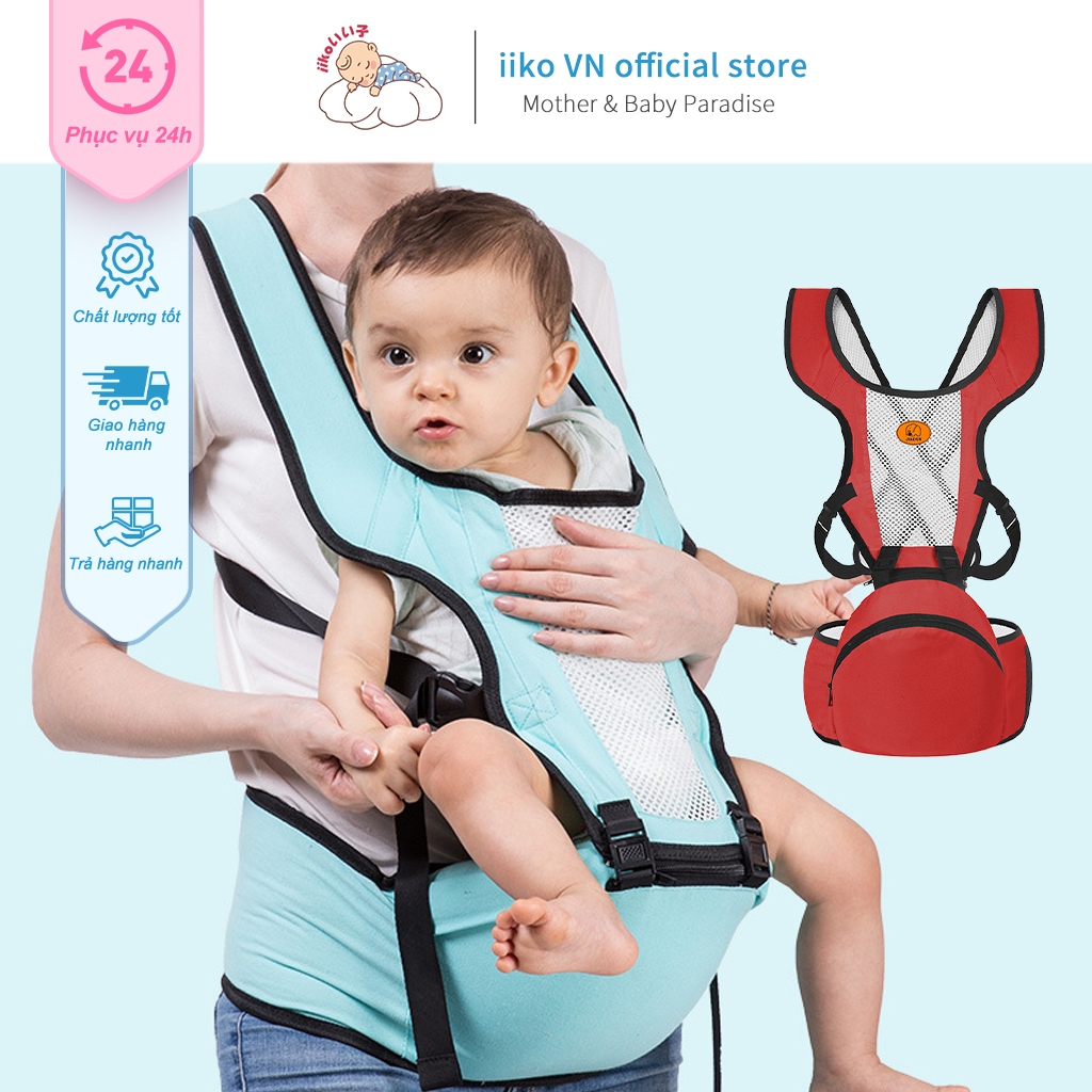 Địu Ngồi Em Bé Thương Hiệu iiko Địu 6 Tư Thế Cho Bé Thoáng Khí Đa Năng Chống Gù An Toàn Cho Bé Từ 0-36 Tháng