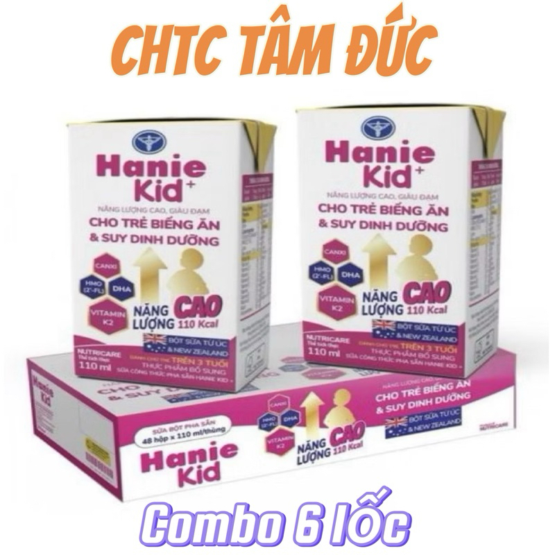 Combo 6 lốc Sữa Pha Sẵn Hanie Kid 110ml - Cho Trẻ Biếng Ăn và Suy Dinh Dưỡng