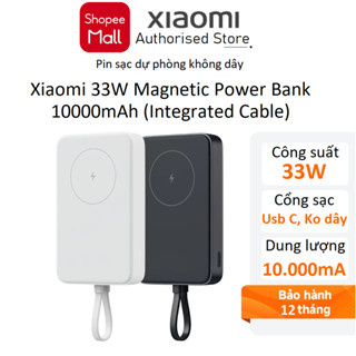 Pin sạc dự phòng không dây Xiaomi 10000mAh 33W Magnetic Power Bank (Cáp tích hợp) -  Hàng chính hãng