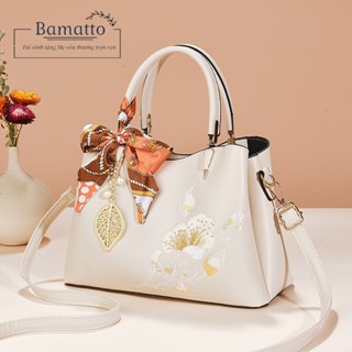  Túi xách  nữ trung niên,túi xách tặng mẹ trung niên có thêu bông sen size 28cm TC70 
