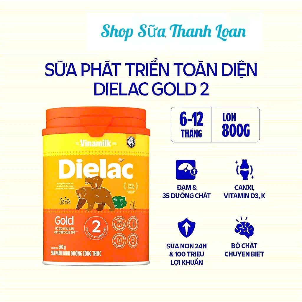 (HSD T2-2028) (Mẫu Mới Có Tích Điểm) Sữa Bột Vinamilk Dielac Gold 2 800g.