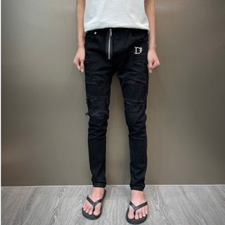 Quần jean đen rách xù râu tôm mix D2 khoá ria bản host neww