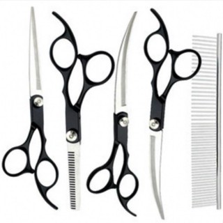  Bộ kéo cắt tỉa lông cho Thú Cưng 5 món Bộ dụng cụ kéo cắt lông cong và cắt lông thẳng kèm Lược 