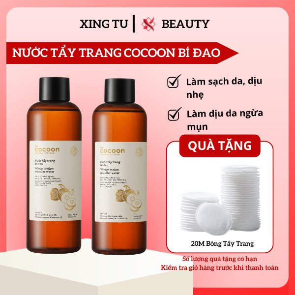 Nước tẩy trang bí đao cocoon Nước tẩy trang làm sạch tẩy sạch makeup & giảm dầu cho da mụn 500ml - X