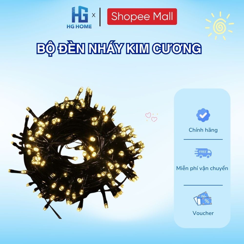 Bộ Đèn Nháy 40M Kim Cương, Dây Led 40M Trang Trí Tiểu Cảnh HGHOME