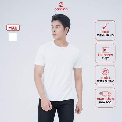 Áo may ô nam CARDINA cộc tay co giãn chất cotton thoáng mát 5ATC23