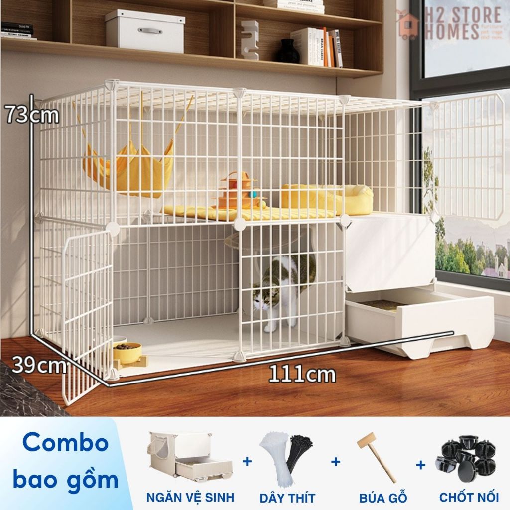 [ MỚI VỀ ] Chuồng chó, chuồng mèo 2 tầng lắp ghép đa năng sơn tĩnh điện không gỉ.