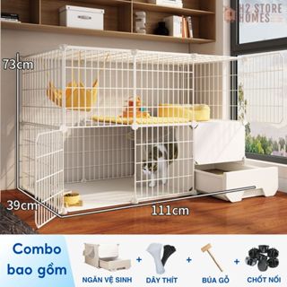 [ MỚI VỀ ] Chuồng chó, chuồng mèo 2 tầng lắp ghép đa năng sơn tĩnh điện không gỉ.