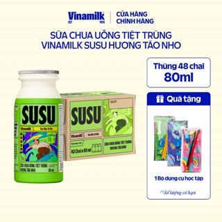 Sữa chua uống hương táo nho Vinamilk Susu - Thùng 48 chai 80ml