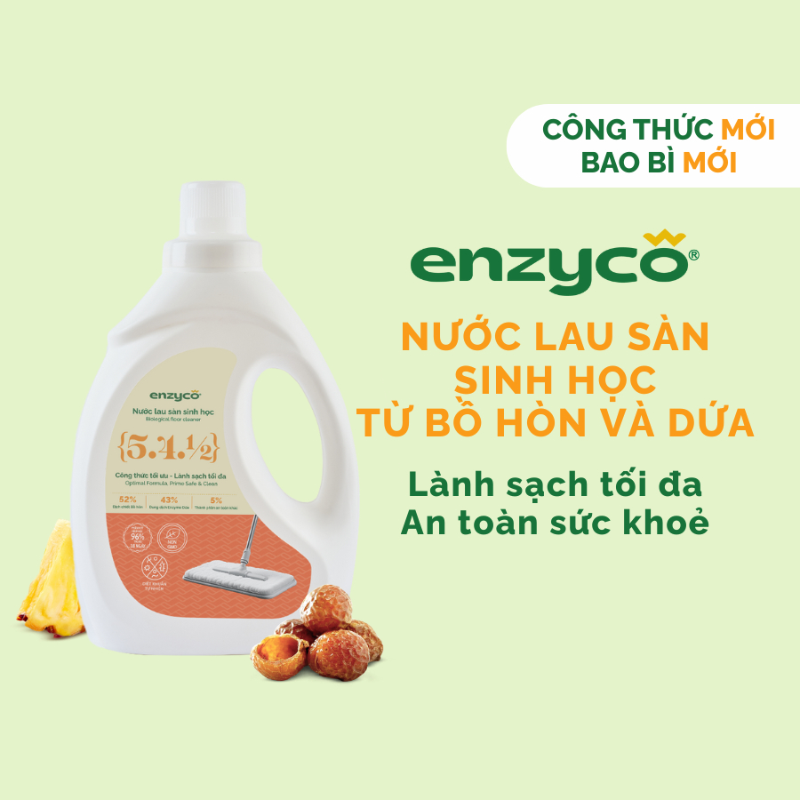 Nước Lau Sàn Sinh Học ENZYCO 2L, Hương Sả Chanh, Đuổi Côn Trùng, Khử Mùi Ẩm Mốc