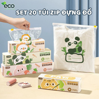 Set 20 Túi Zip Đựng Đồ Cho Bé Tiện Lợi, Túi Đựng Quần Áo, Đồ Dùng Cho Bé Dễ Thương Nhiều Kích Thước
