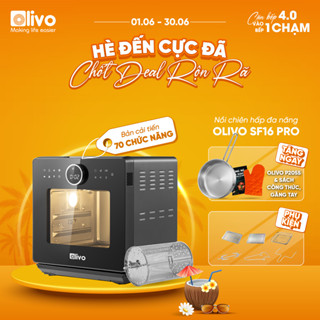 (Combo Tặng chảo Inox) Nồi Chiên Hấp Đa Năng OLIVO SF16 Pro - 70 Chức Năng Cài Đặt Sẵn - Nồi Chiên Hơi Nước - Nồi Hấp