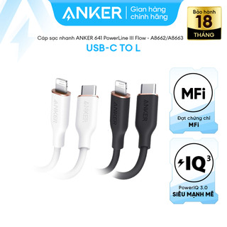  Cáp Sạc Nhanh ANKER 641 PowerLine III Flow USB-C to L - Đạt MFi - Chất liệu Silicone - Cho iPhone 8-14 & iPad - A8662 3 