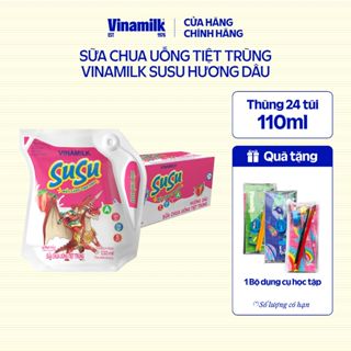 Sữa chua uống Hương dâu Vinamilk Susu - Thùng 24 túi 110ml