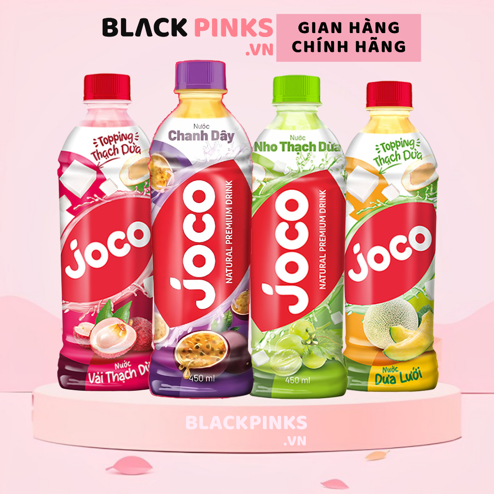 Thùng nước trái cây Joco vải thạch dừa/nho thạch dừa/chanh dây/dưa lưới 450ml