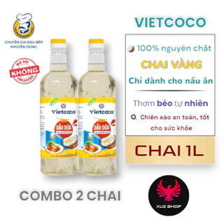 COMBO 2 CHAI Dầu dừa NẤU ĂN 1L Vietcoco dầu dừa nguyên chất- An Toàn Cho Sức Khỏe!